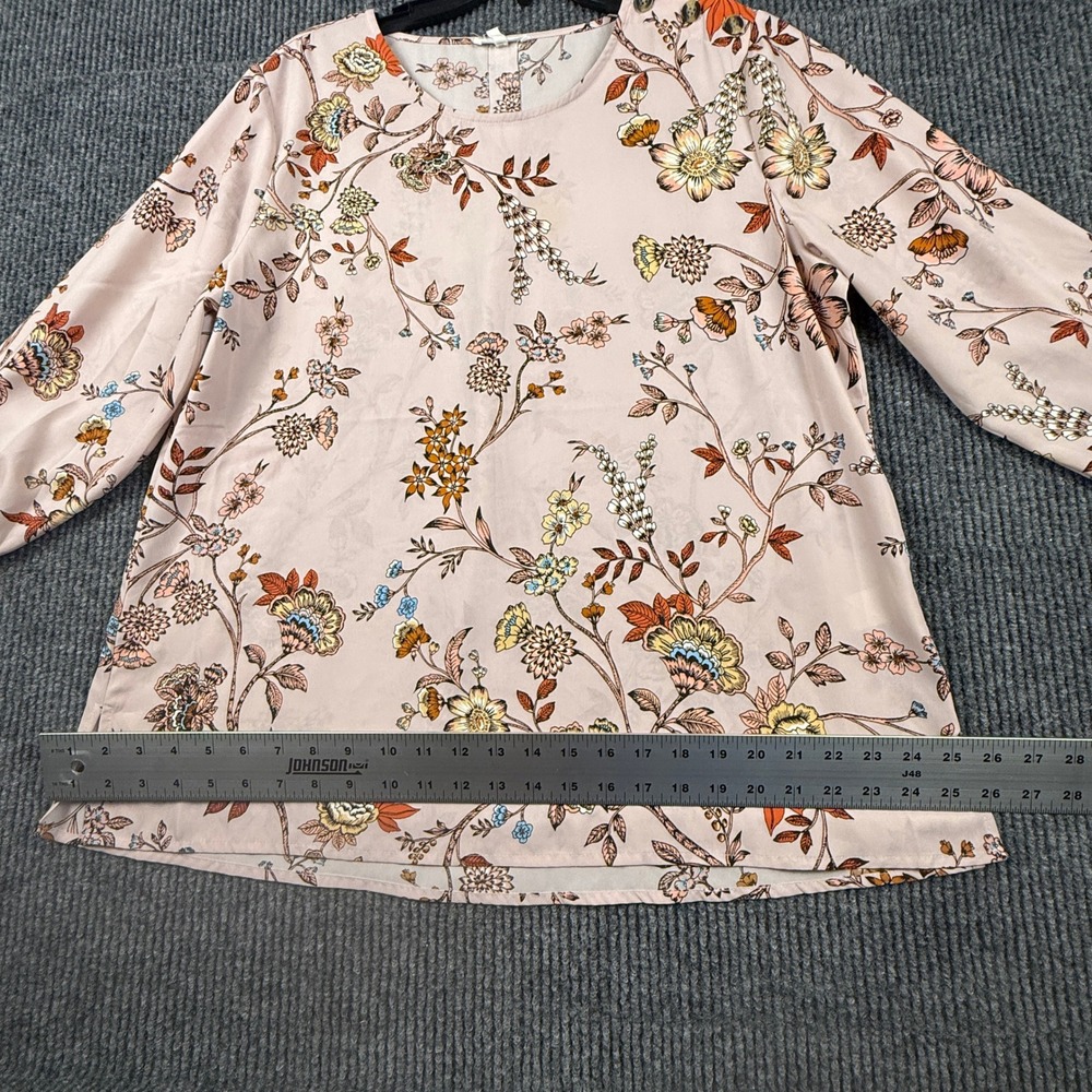 Maurices Womens XL Floral Long Sleeve Blouse Pink Botanical Button Cuff Top 3494 - Picture 6 of 10